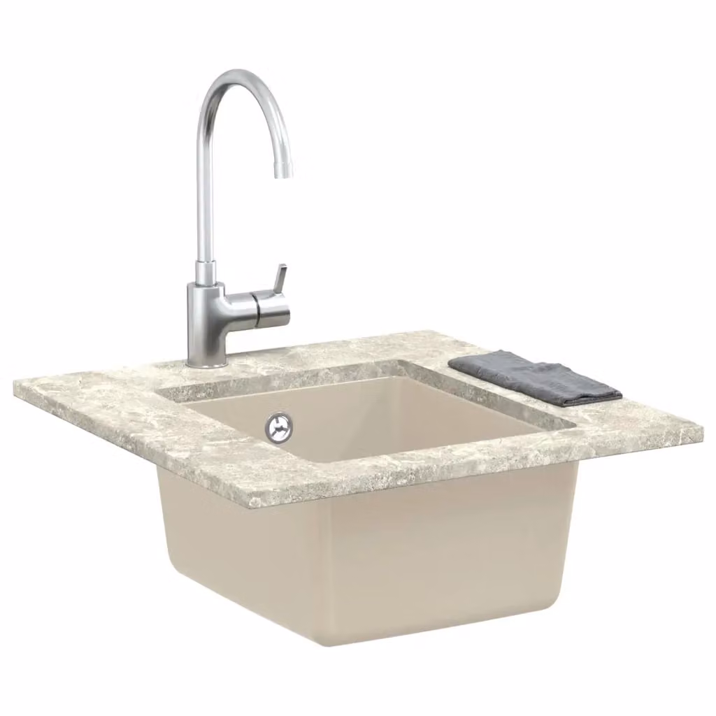 Lavello vidaXL in quarzo e resina beige L: 37 cm, P: 46 cm, H: 20 cm – 2