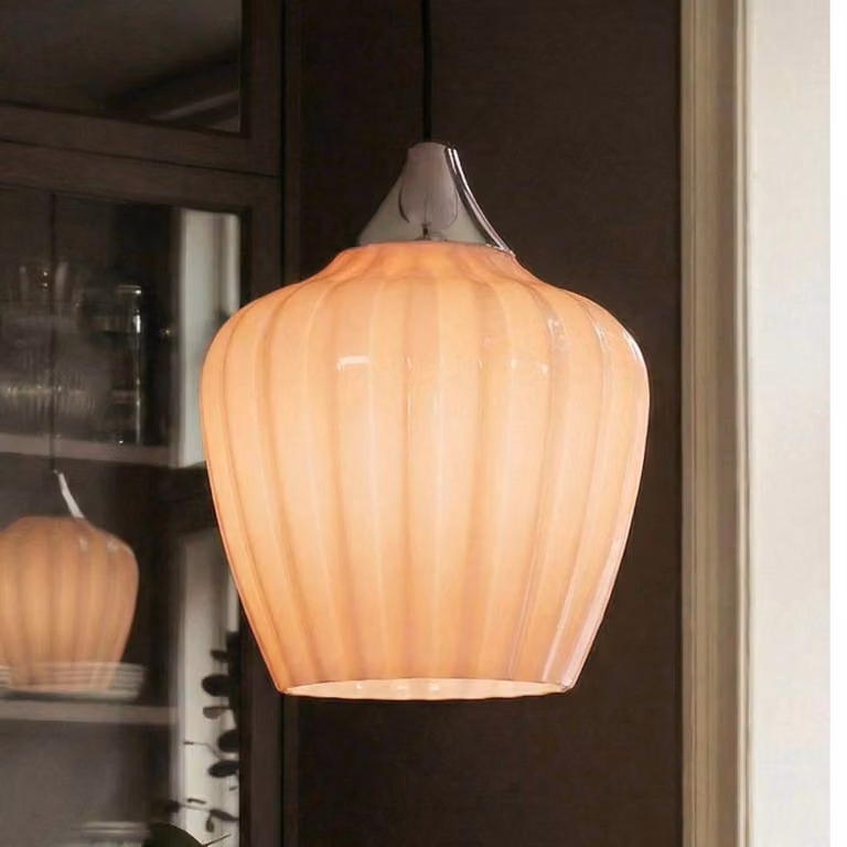 PR Home Lampada a sospensione Amalfi, arancione, Ø 25 cm, vetro, E27, spina Amalfi, Giallo / Arancione, Soggiorno / Sala da pranzo, Vetro, Scandinavo, Lampada a sospensione