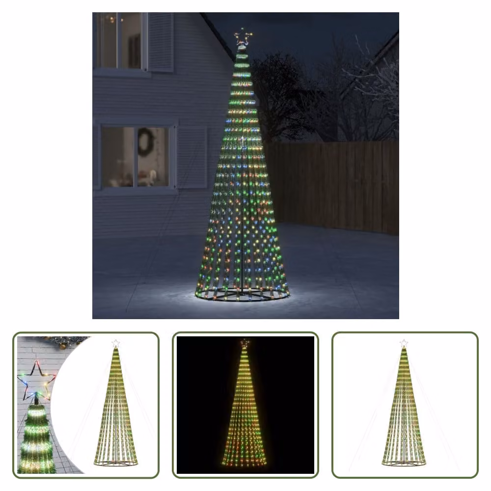 The Living Store Albero di Natale a forma di cono 688 LED Multicolore 300 cm