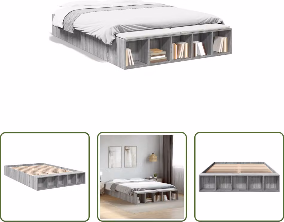 The Living Store Giroletto grigio Sonoma 140x200 cm in materiale ligneo