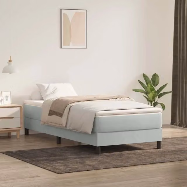 Giroletto a Molle con Materasso-Struttura Letto Grigio Chiaro 80x220 cm Velluto 367006