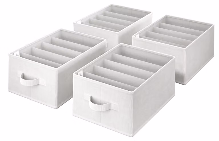 Omgoods - Set di 4 organizer per armadio - Organizer pieghevoli - Organizer per armadio per abbigliamento - Organizer per maglioni/pantaloni - Contenitori per la casa - Ispirazione dalla nonna