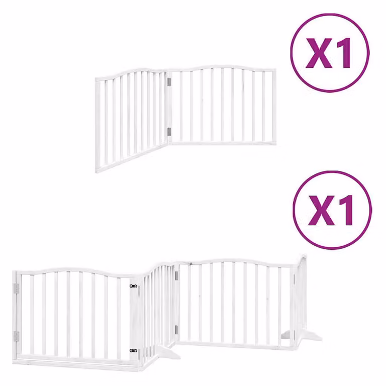 Cancello Cani Porta Pieghevole Bianco 6 Pannelli 480 cm Pioppo