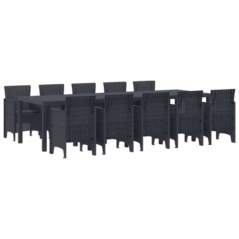 Set da pranzo per giardino e terrazza vidaXL in rattan sintetico antracite, 11 pezzi