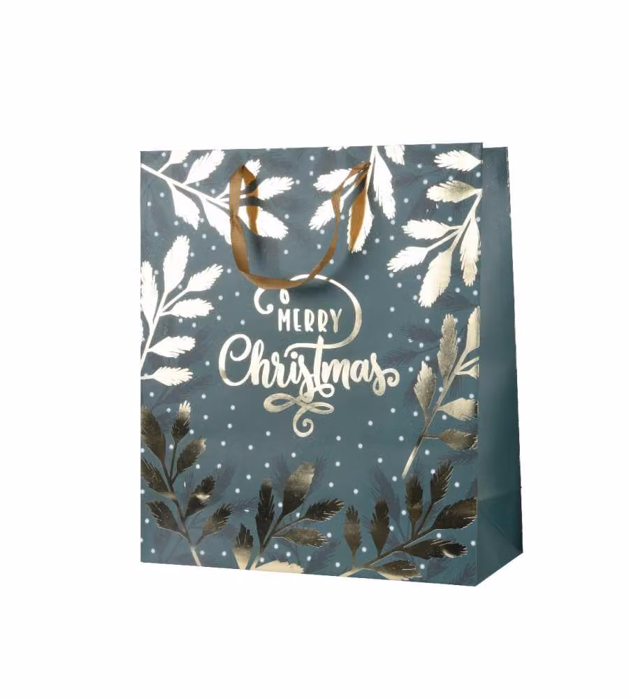Busta Regalo Merry Christmas Verde e Oro 72H