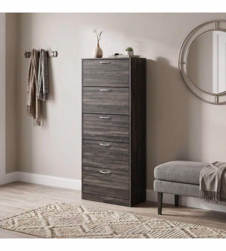 Cosma Scarpiera 5 Ante Grigio Scuro 60x24x180 cm Design Moderno