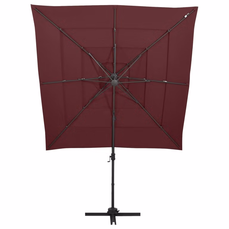 vidaXL Ombrellone con palo in alluminio a 4 strati rosso Bordeaux 250x250 cm
