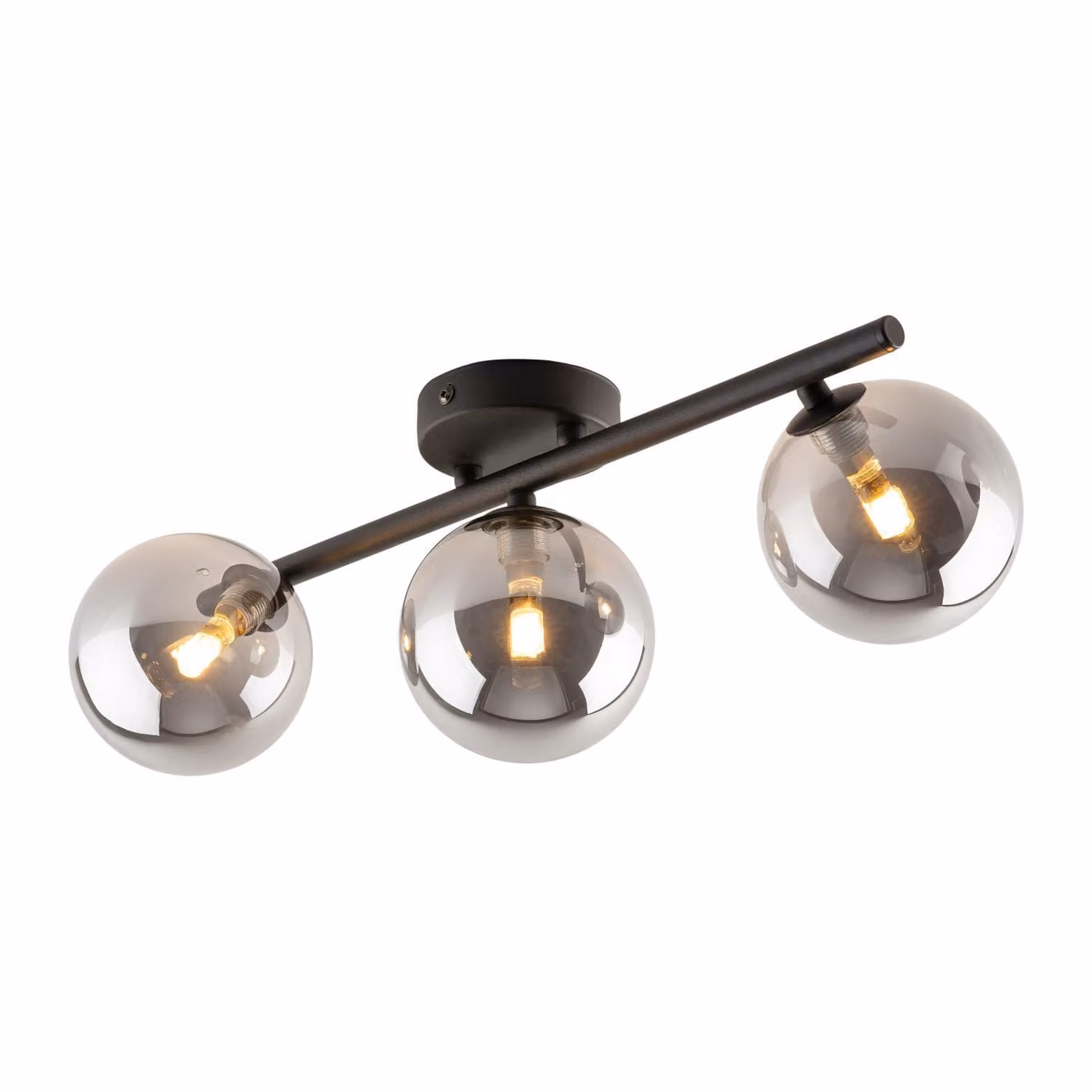 Lampada da soffitto in vetro fumé metallo G9 nero grafite a 3 luci allungate moderne