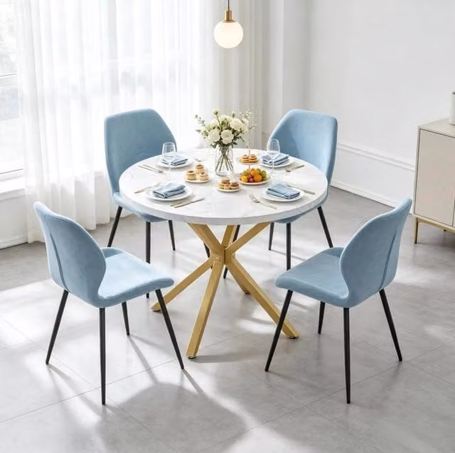 Tavolo da pranzo rotondo bianco e oro Ø100 cm