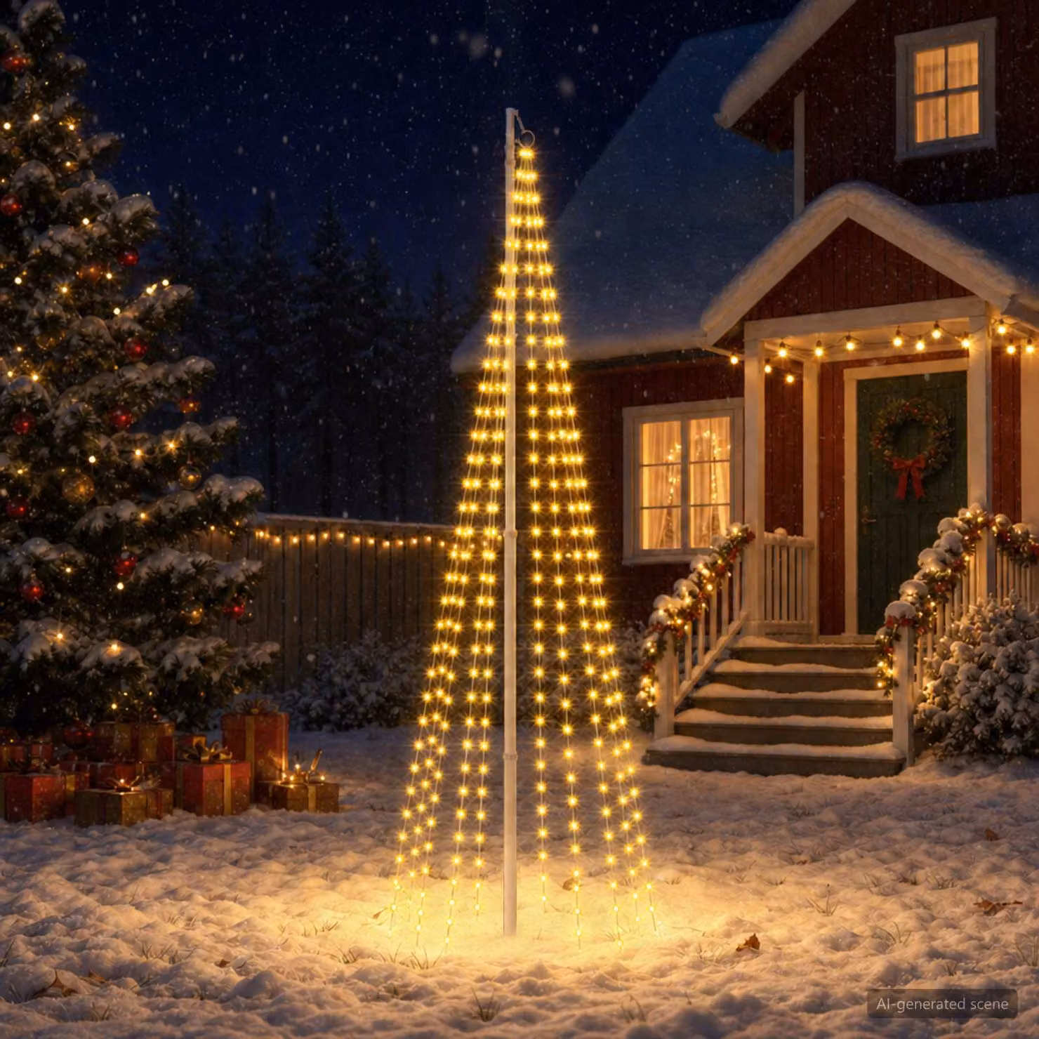 vidaXL Luci per albero di Natale con picchetti e asta per bandiera