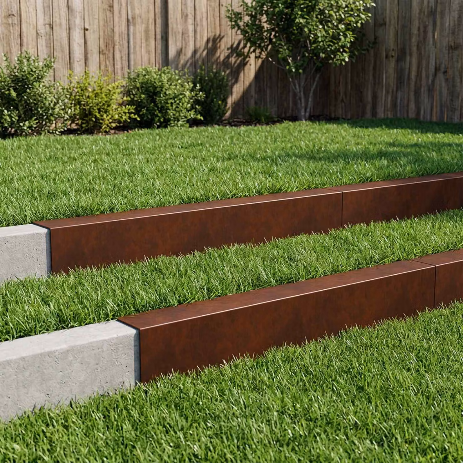 Set di 10 profili di copertura per giardino vidaXL in acciaio, colore marrone, L 100 cm x P 20 cm x H 15 cm