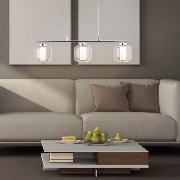 Rafa LED lampada a sospensione a 3 luci bar cromo/vetro fumé