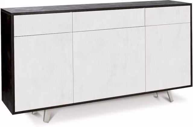 Mobile Soggiorno 3 Ante 3 Cassetti 164x41 h92cm Ossido Nero e Bianco
