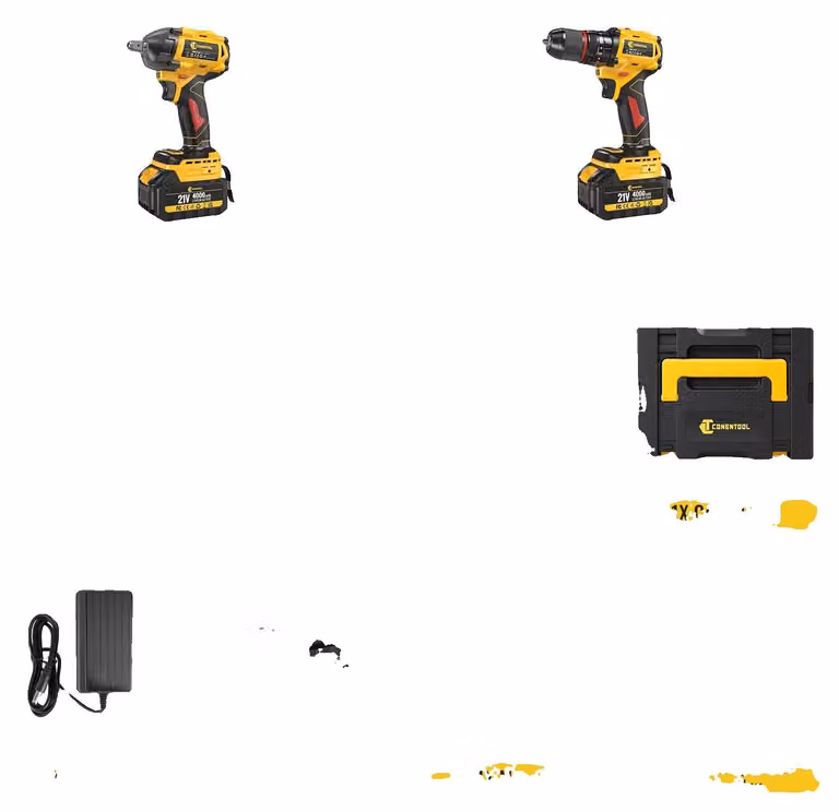 Set combinato avvitatore a batteria e trapano a batteria, con motori brushless, batteria da 21V, 1 batteria inclusa, senza spina