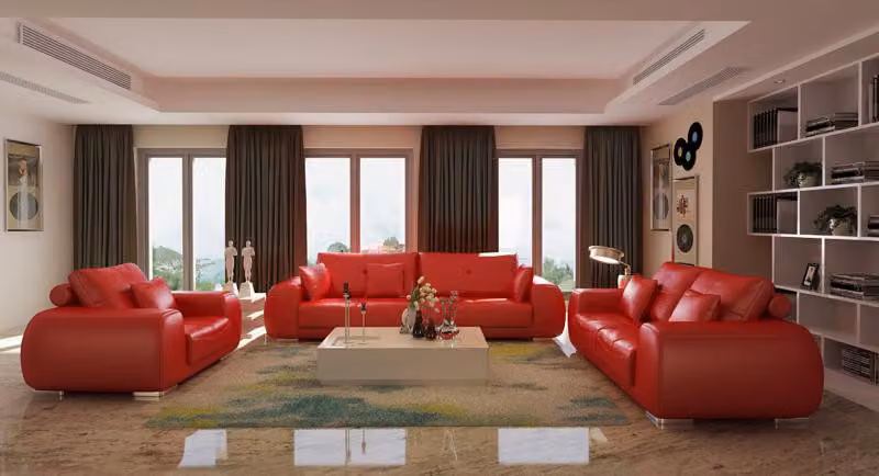 Sofagarnitur Ledersofa Couch Garnituren Design Modern Sofa 3+1+1 Sitzer Sofas