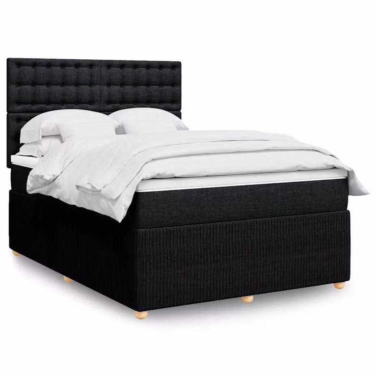 vidaXL Giroletto a Molle Ibrido con Materasso in Tessuto Nero L/P: 140 x 190 cm