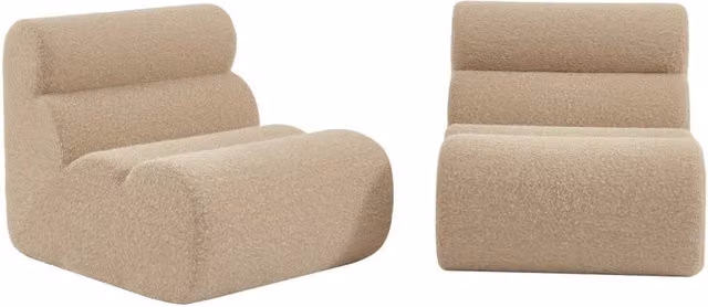 Divano modulare moderno Sweeek in tessuto effetto alpaca disponibile in beige o blu