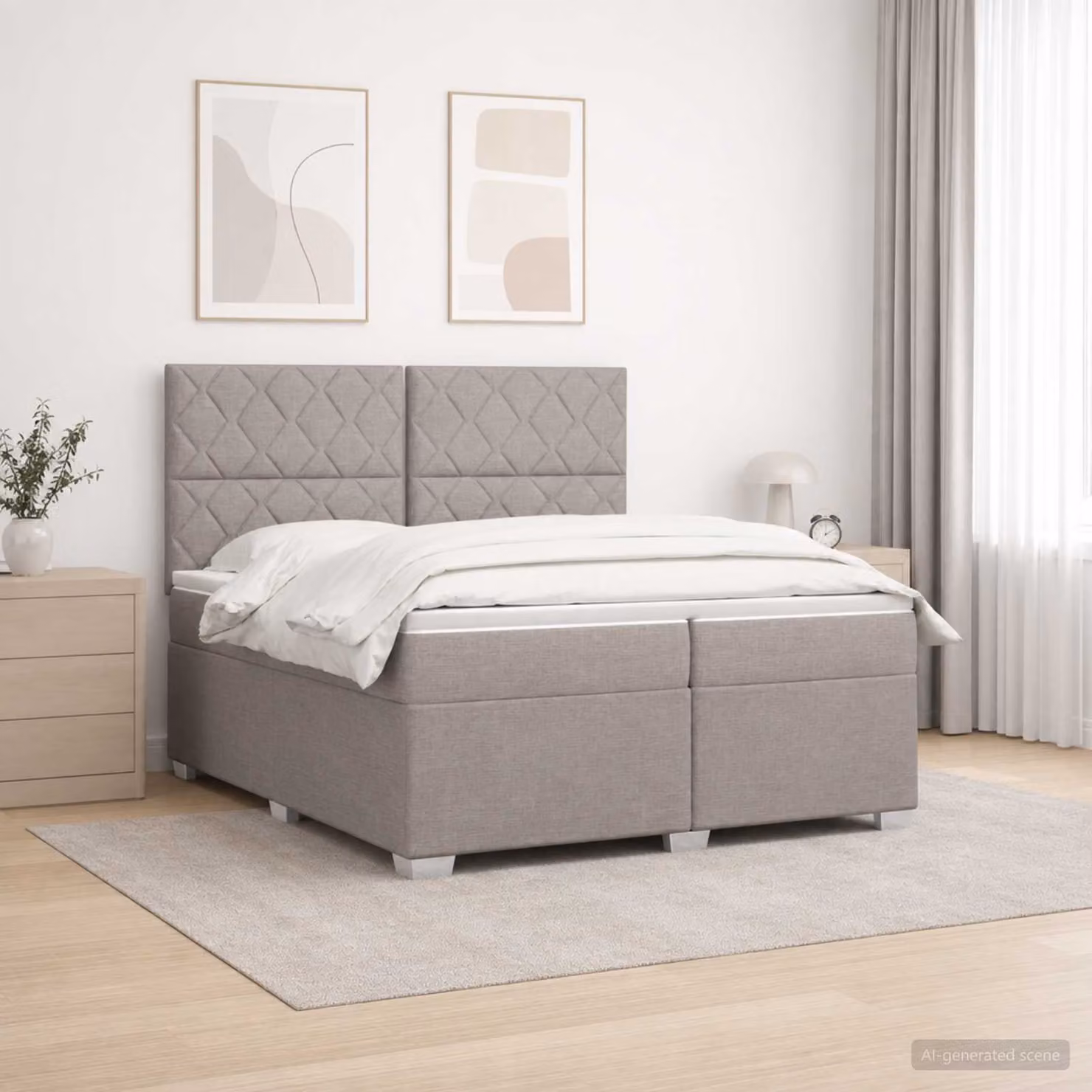Letto box spring con materasso ibrido vidaXL in tessuto, L/P: 200 x 200 cm