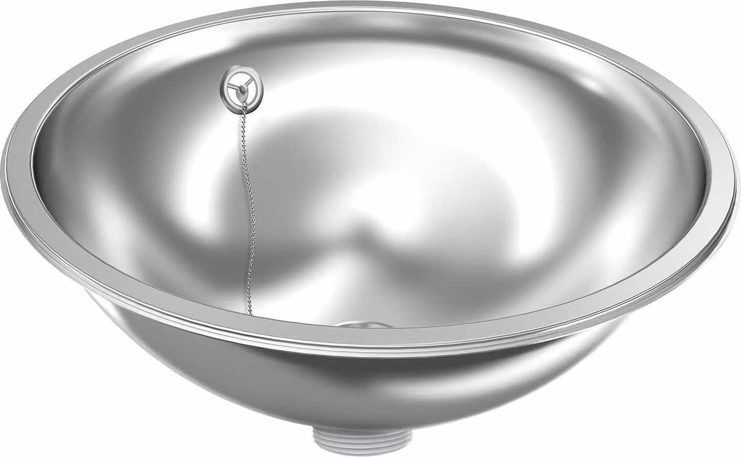 KWC AR bacino rotondo, RONDO, acciaio inox, hgl, 456x165 mm, troppopieno, scarico e filo di troppopieno.