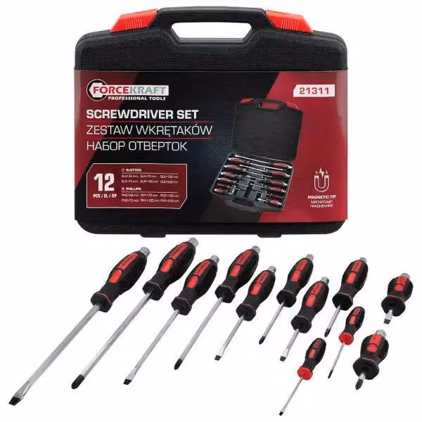 Set di cacciaviti o avvitatore a percussione da 12 pezzi (magnetico, a percussione) in valigetta
