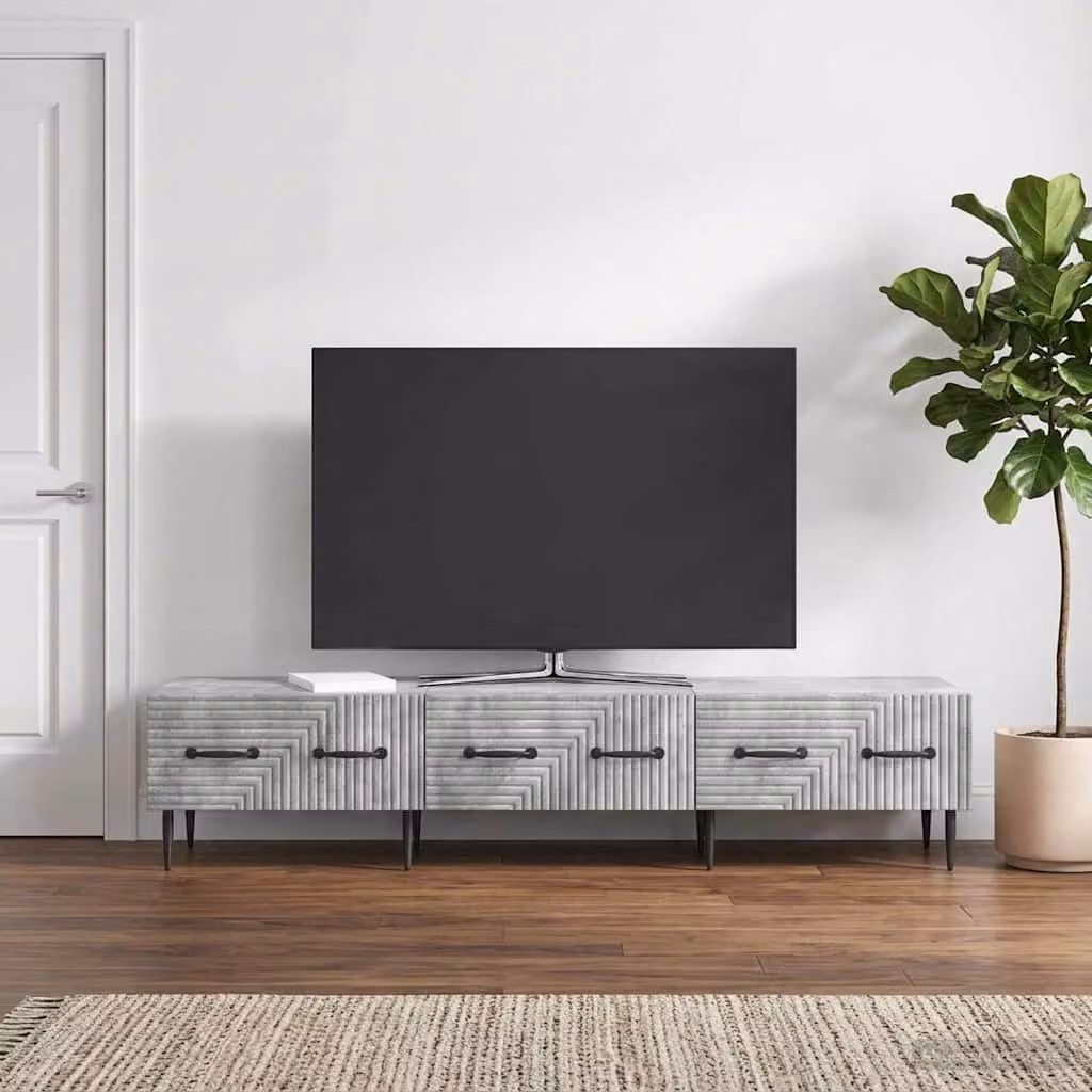Mobile TV vidaXL con cassetto in stile moderno, Grigio Cemento, L 147 x P 34,5 x H 30 cm