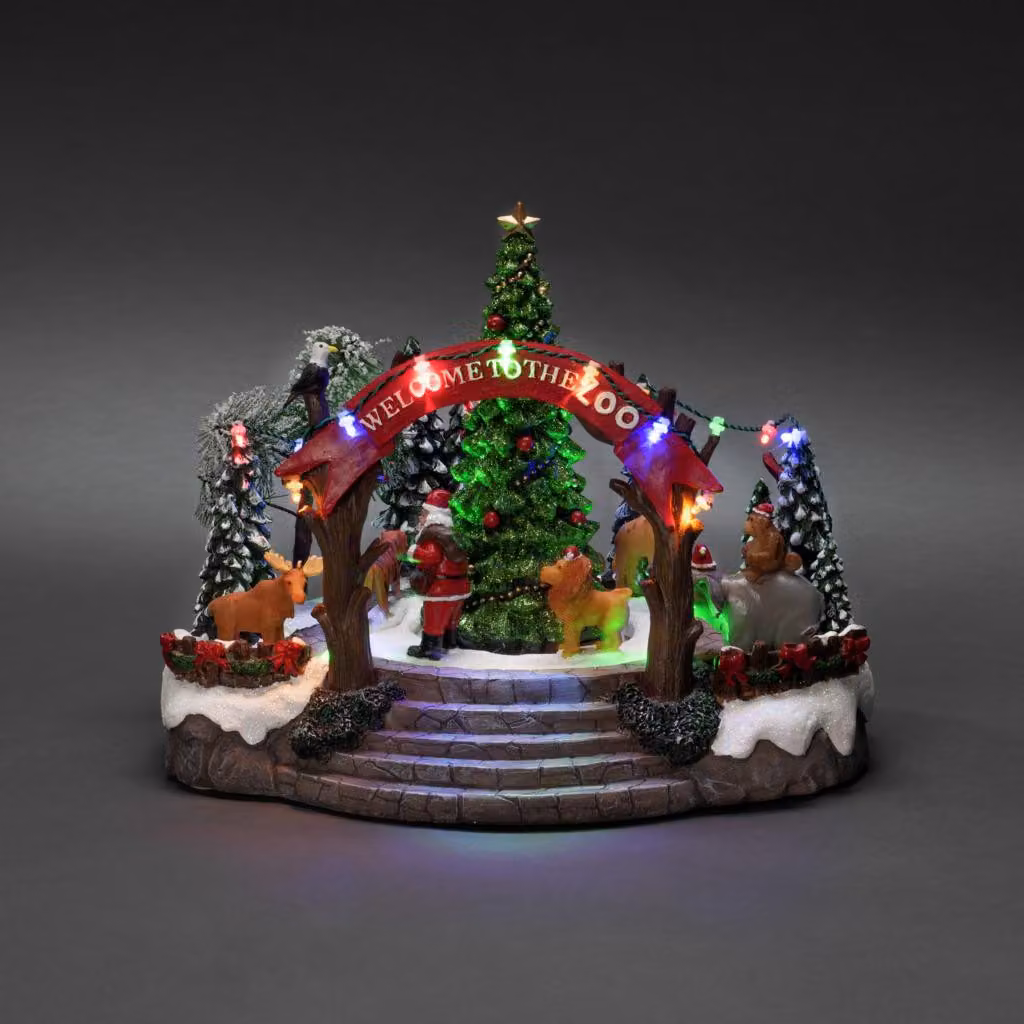 Konstsmide zoo scenografico a LED, con musica, 19 diodi, 4,5 V trasformatore interno/batteria, cavo nero - 4237-000