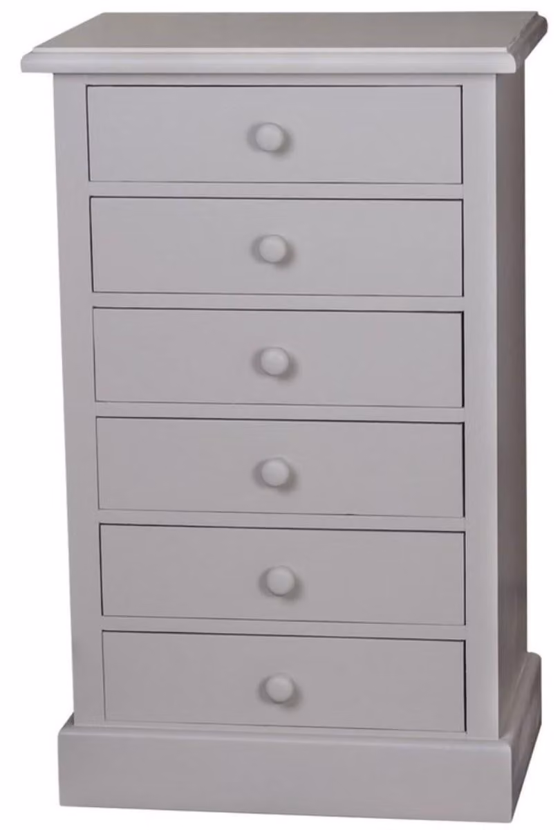 Comò in stile rustico Casa Padrino con 6 cassetti, colore grigio, dimensioni 60 x 41 x altezza 97 cm
