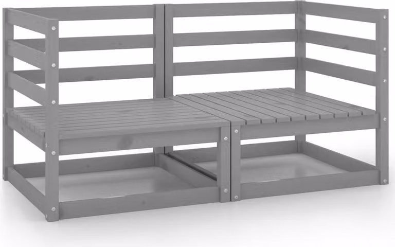 The Living Store Divani da giardino ad angolo 2 pz. Legno di pino massiccio grigio