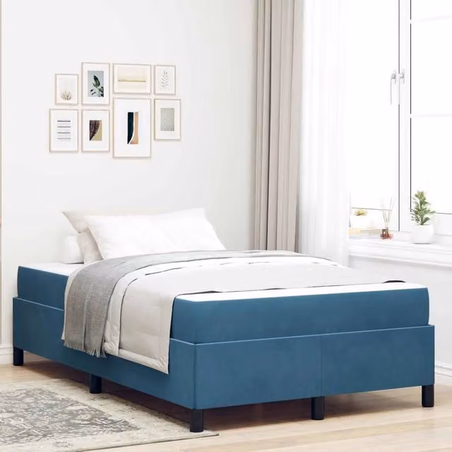 Struttura del letto-Giroletto-Rete del Letto Blu Scuro 120 x 200 cm Tessuto