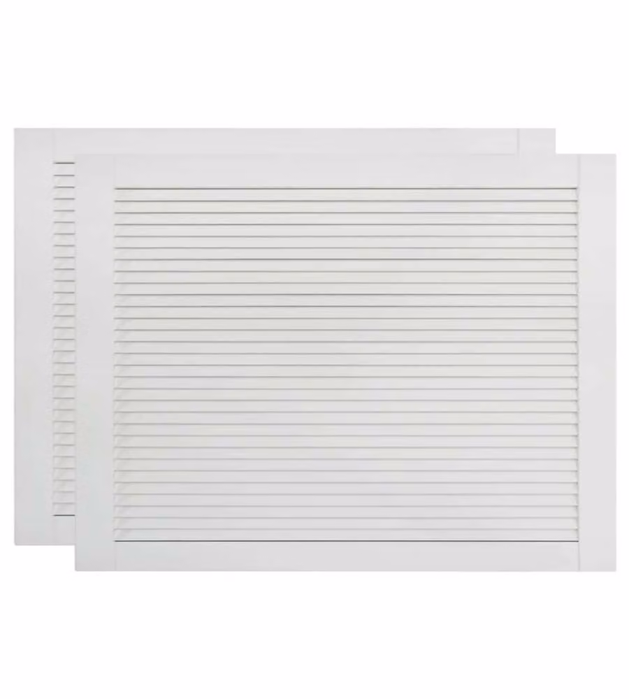 Set di 2 Ante a Lamelle in Legno Massello di Pino Bianche vidaXL L: 39,5 cm, H: 59,4 cm