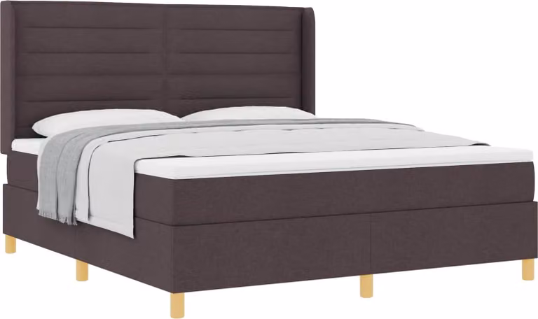 Letto a molle con materasso Marrone Scuro 180 x 200 cm Tessuto