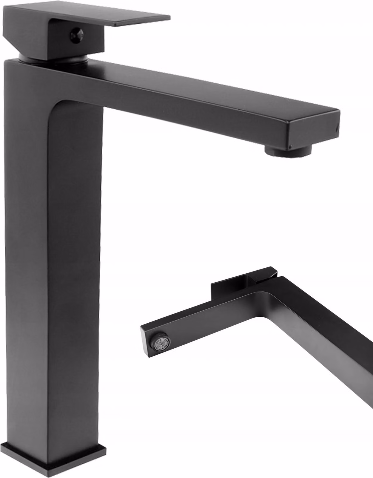 Granitan - Miscelatore lavabo - Rubinetto bagno altezza 26,5 cm - Rubinetto nero - CUBE