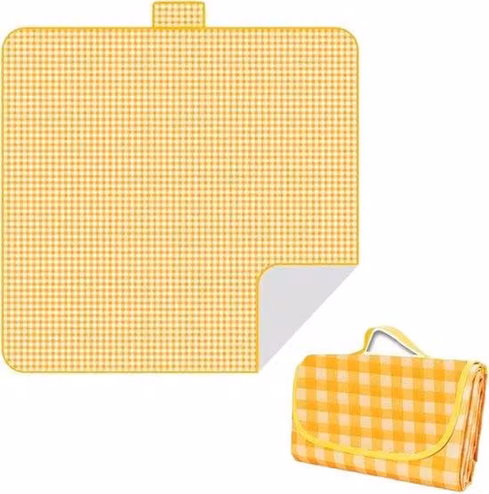 Telo da picnic impermeabile, 200 x 200 cm - tappetino da esterno pieghevole per 5-6 persone, leggero e trasportabile, ideale per parchi, spiagge e campeggio - colore giallo