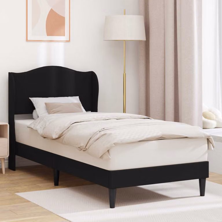 Struttura del letto con testiera vidaXL in similpelle nera, L 100 x P 202 x H 101 cm