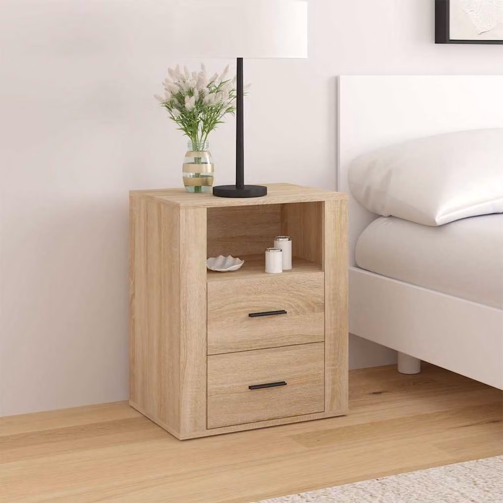 Comodino sospeso vidaXL in legno Rovere Sonoma, colore marrone/beige, L: 50 cm, P: 36 cm, H: 60 cm