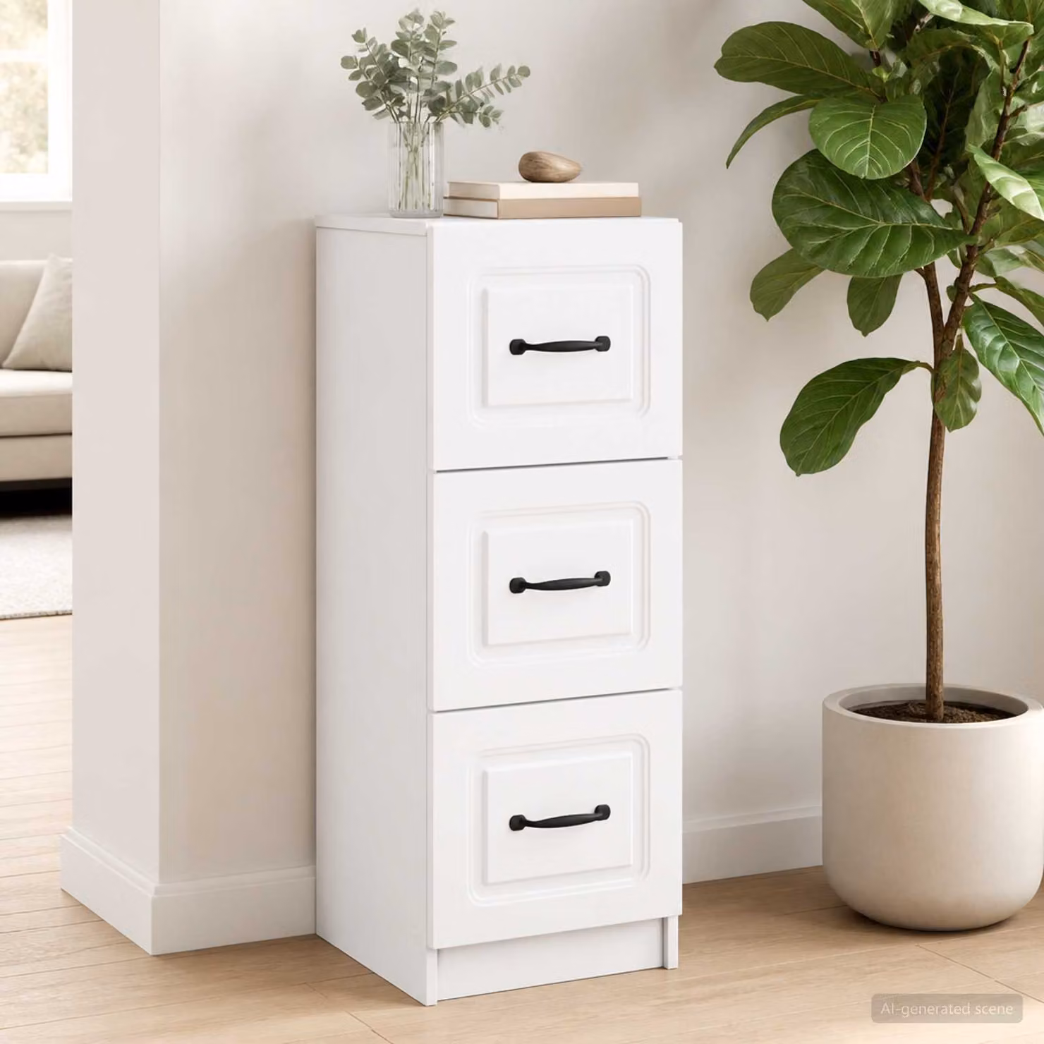 Carrello mobile con cassetti vidaXL bianco con ruote L/P/H: 33 x 34,5 x 87 cm