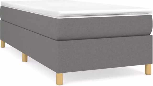 Letto singolo | Letto per adulti | Giroletto a Molle con Materasso Grigio Scuro 90x200 cm Tessuto