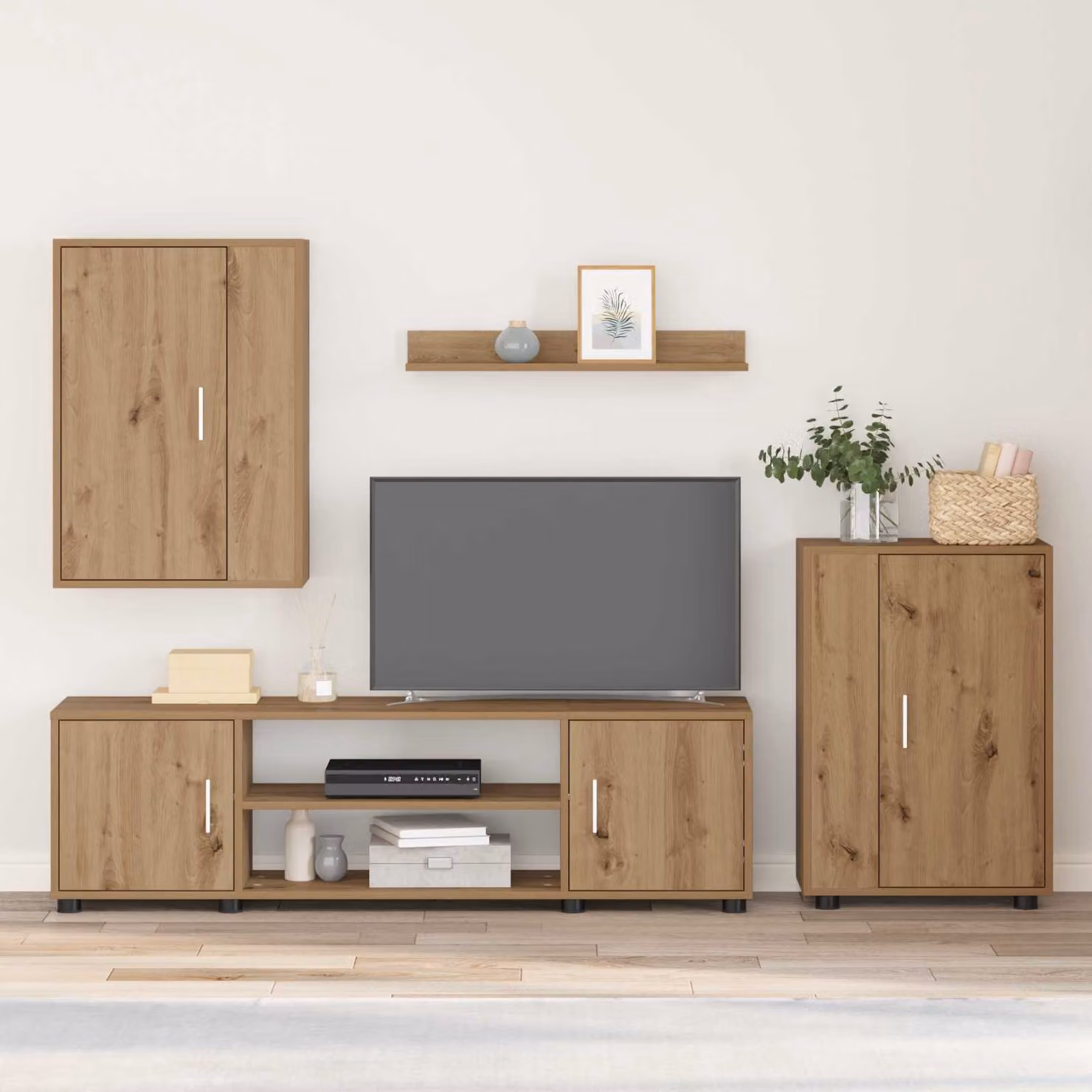 Set mobile TV moderno vidaXL in legno rovere color marrone