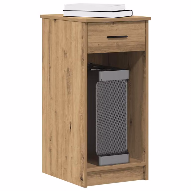 vidaXL Supporto per Computer a Torre con Cassetto in Rovere, Marrone, L 35 x P 45 x H 77 cm