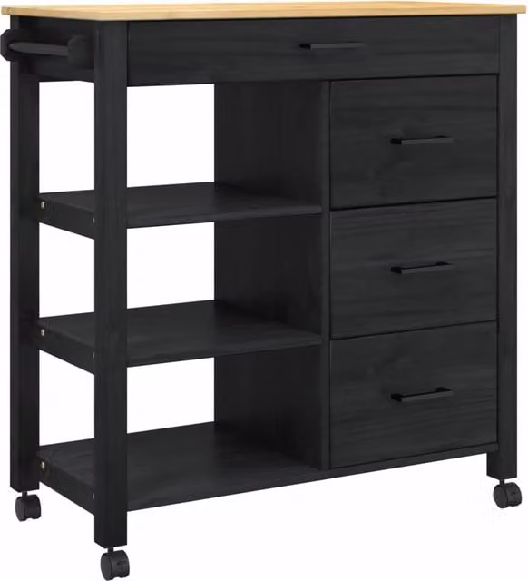 Carrello da Cucina MONZA Nero 84 x 40 x 88,5 cm CFW6154194