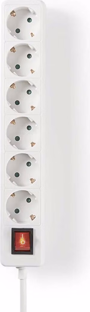 Presa multipla | Tipo F (CEE 7/7) | 6 vie | 1,50 m | 3680 W | 16 A | Tipo di messa a terra: contatti laterali | 230 V CA 50/60 Hz | Angolo di presa: 45 ° | H05VV-F 3G1,5mm² | Interruttore on/off | Bianco