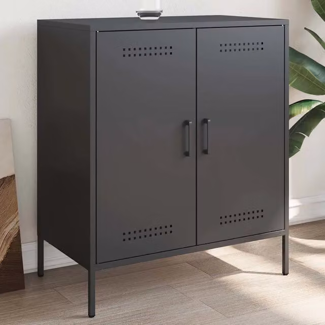 Credenza in stile industriale vidaXL in metallo nero opaco L: 68 cm, P: 39 cm, H: 79 cm – 1