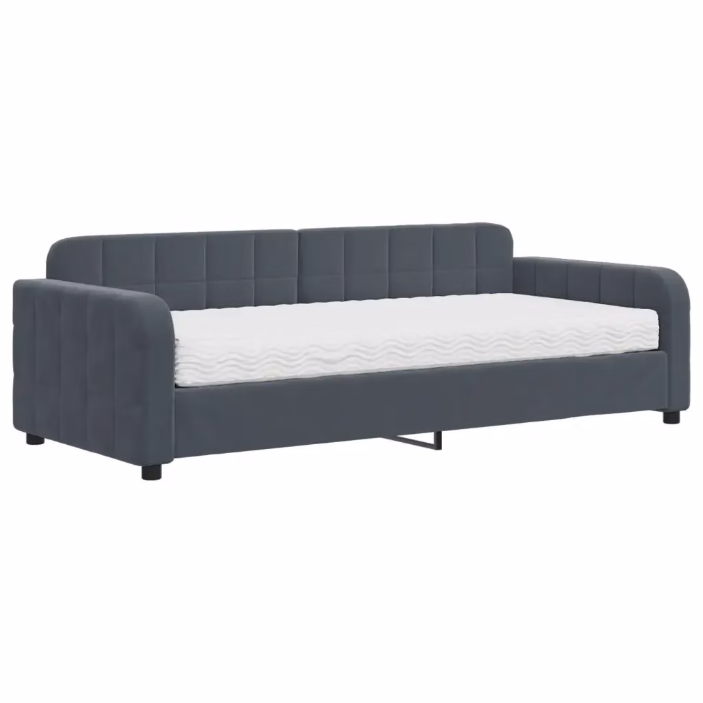 Divano Letto Moderno vidaXL in Velluto Grigio con Materasso in Schiuma 90x200 cm – 2