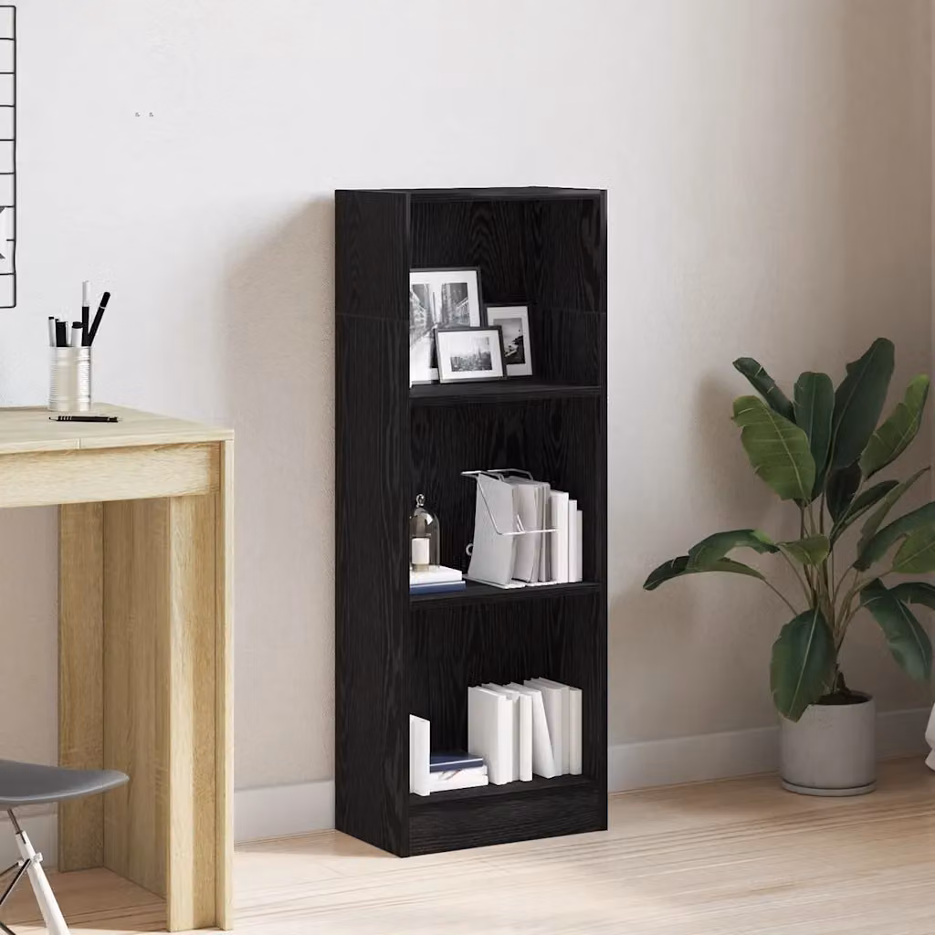 Libreria moderna vidaXL in MDF nero con pannello posteriore L 40 cm, P 24 cm, H 109 cm