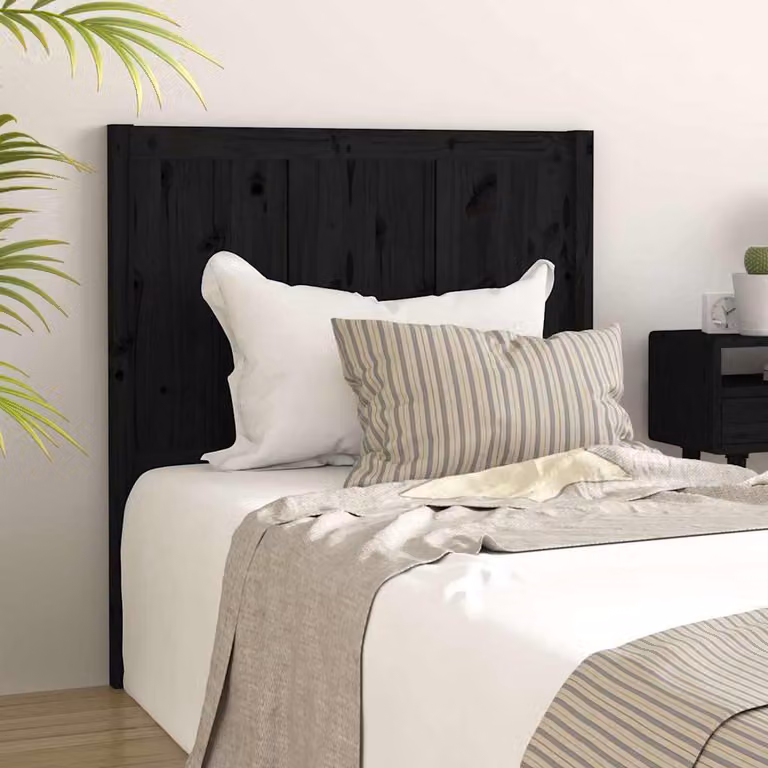 Testiera per letto vidaXL in legno massello di pino nero, stile rustico, L: 95,5 cm, P: 4 cm, H: 100 cm
