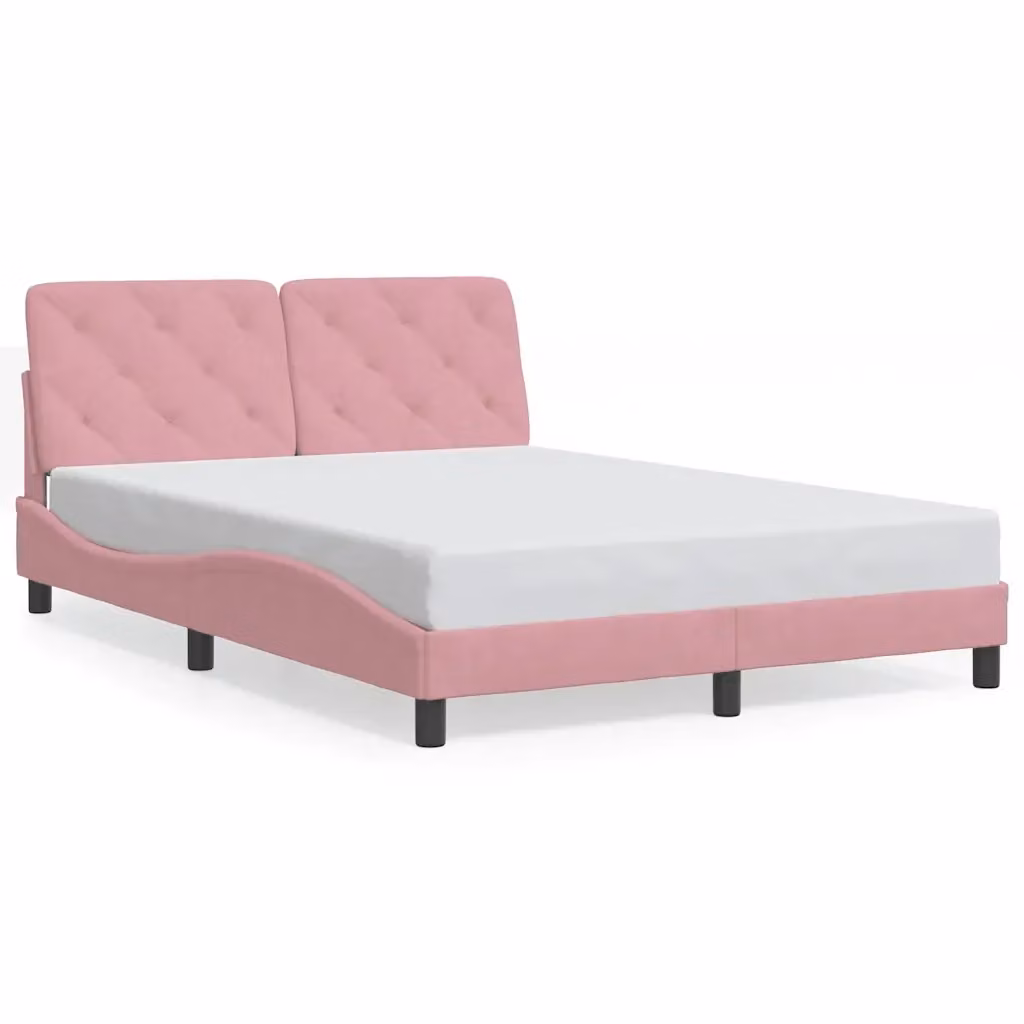 Giroletto vidaXL in Velluto Rosa con Struttura Imbottita e Listelli in Legno L/P/H: 140 x 200 cm – 2