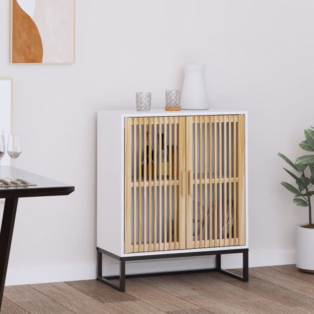 Credenza a parete vidaXL in legno di pino bianco con ante a battente L/P/H: 60 x 30 x 75 cm