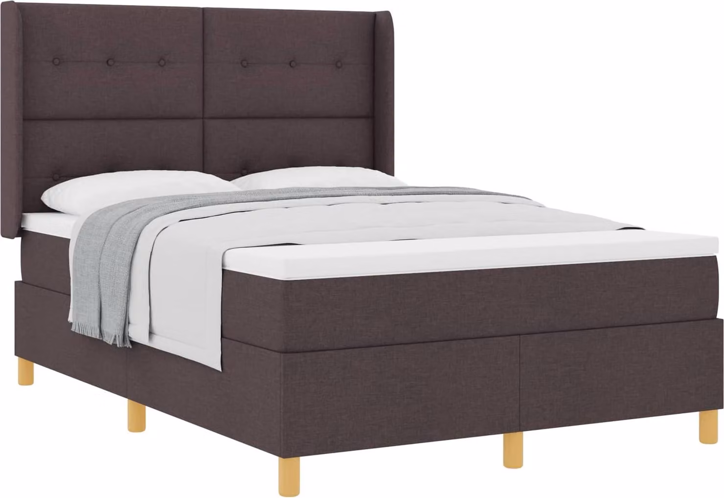 Letto a molle con materasso Marrone Scuro 140 x 200 cm Tessuto