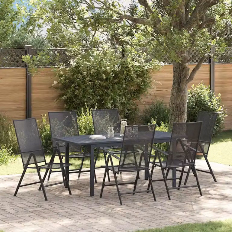 Set da pranzo per giardino vidaXL in metallo antracite, 7 pezzi