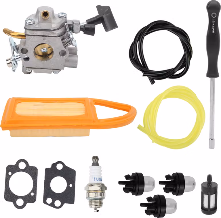 Kit di riparazione carburatore con filtro aria e tubo dell'olio, adatto per soffiatore foglie Stihl BR500 BR550 BR600 (modello a zaino)